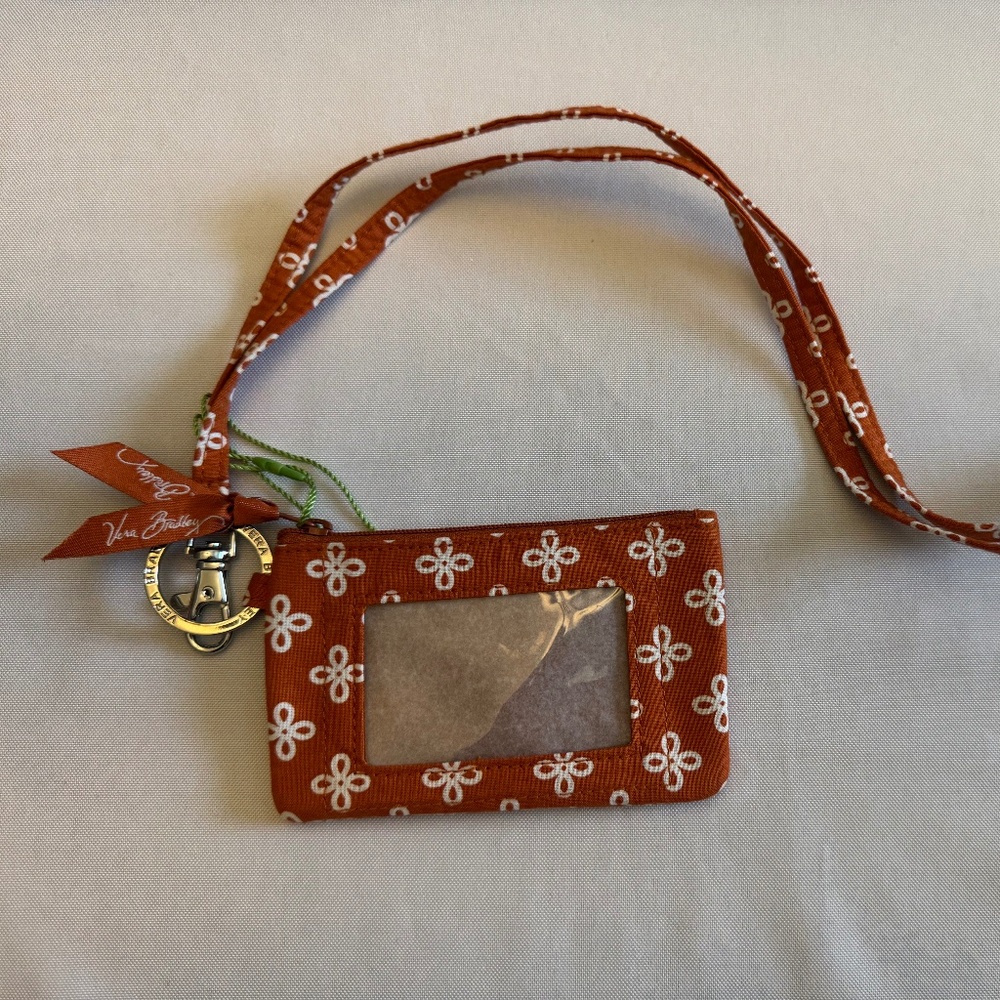Vera Bradley Zip ID Case & Lanyard Collegiate Univ of Texas Longhorns NWT